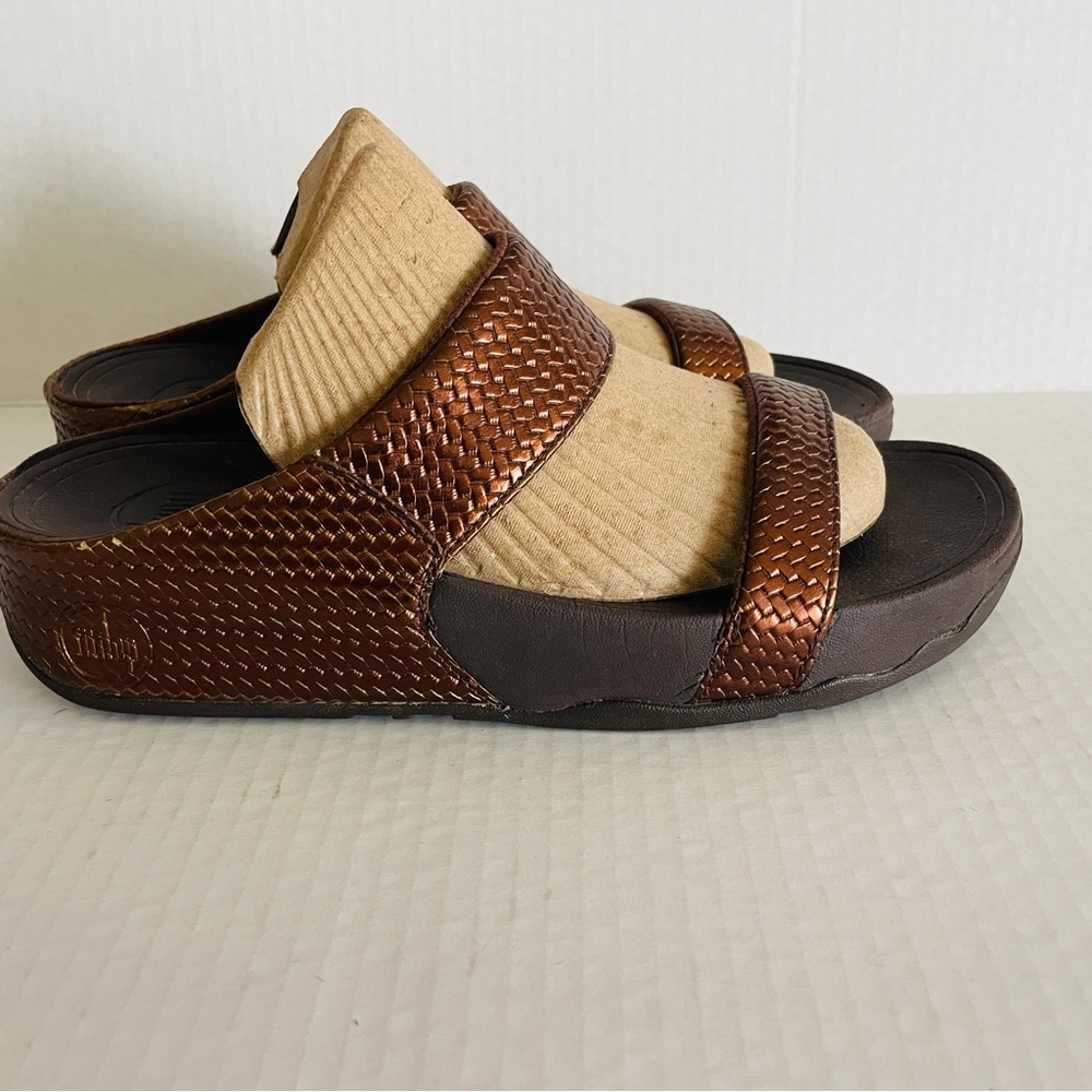 Fitflop Metallic Bronze Slide Sandals Size 8